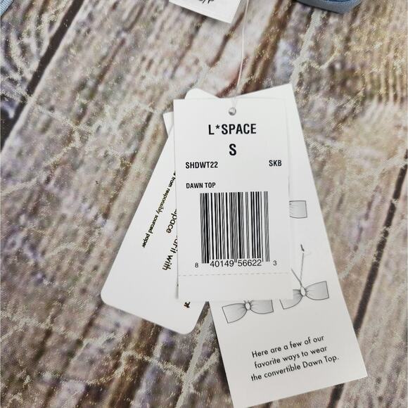 L*Space Shimmer Dawn Bikini Top in Sky Blue Convertible Size Small NWT - Picture 6 of 8